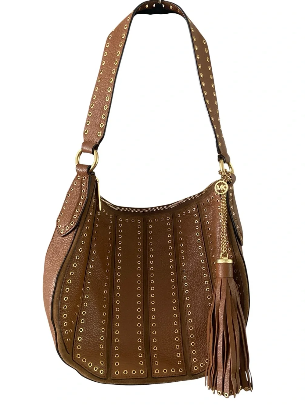 RARE Michael Kors Brooklyn Grommet Leather Hobo Shoulder Bag